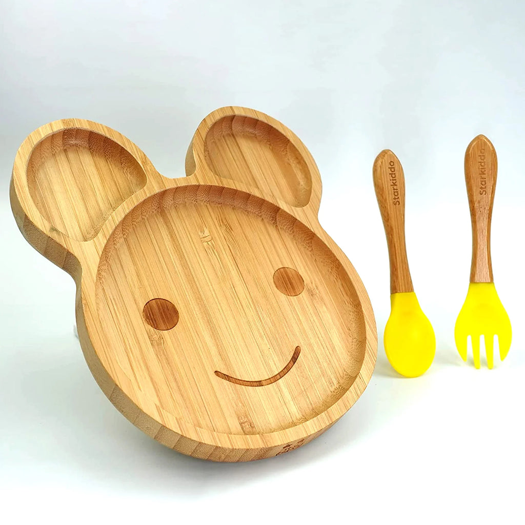 Wooden Suction Plates - Teddy Shape
