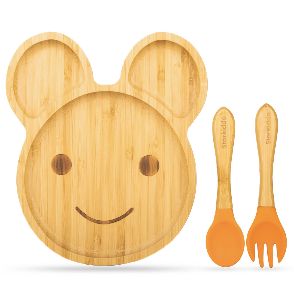 Teddy Shaped Wooden Suction Plates