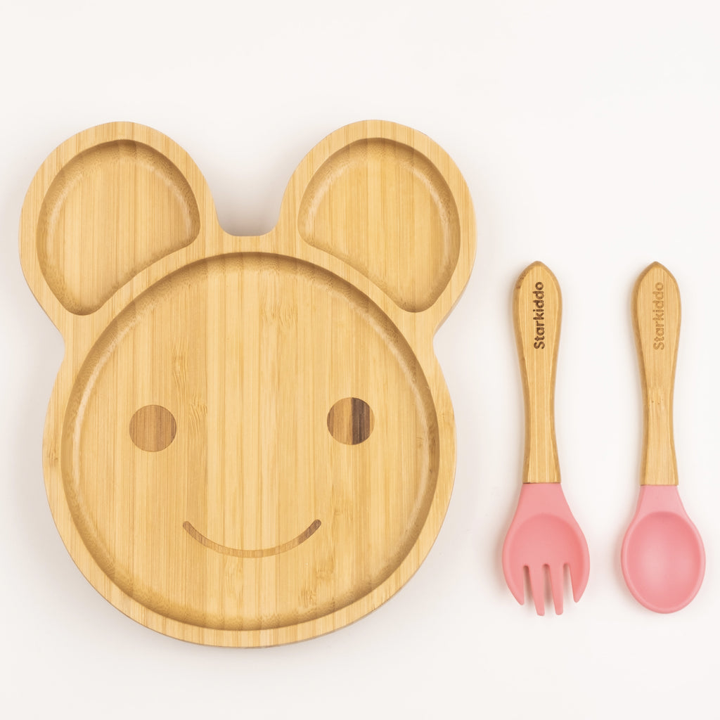 wooden suction plate and weaning spoon