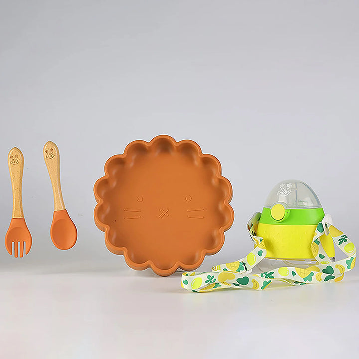 Baby Silicone Suction Plates and Spoons with Sippy Cup