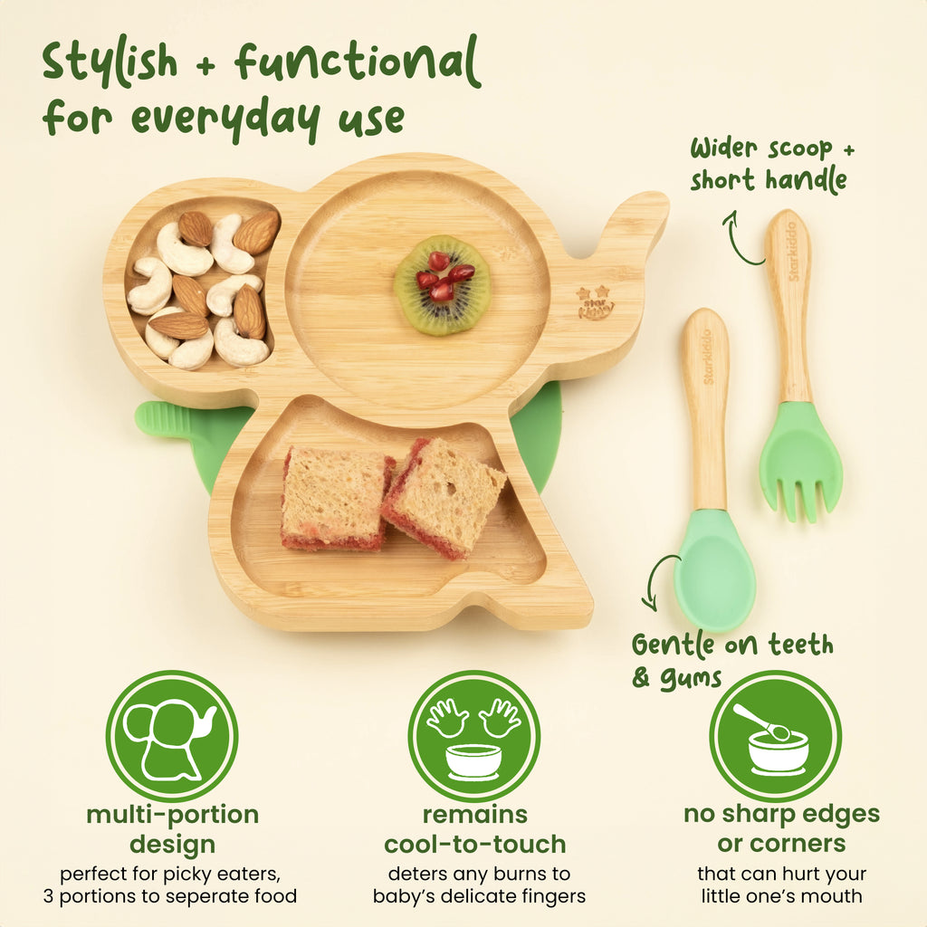 Elephant Shape Bamboo Suction Plate