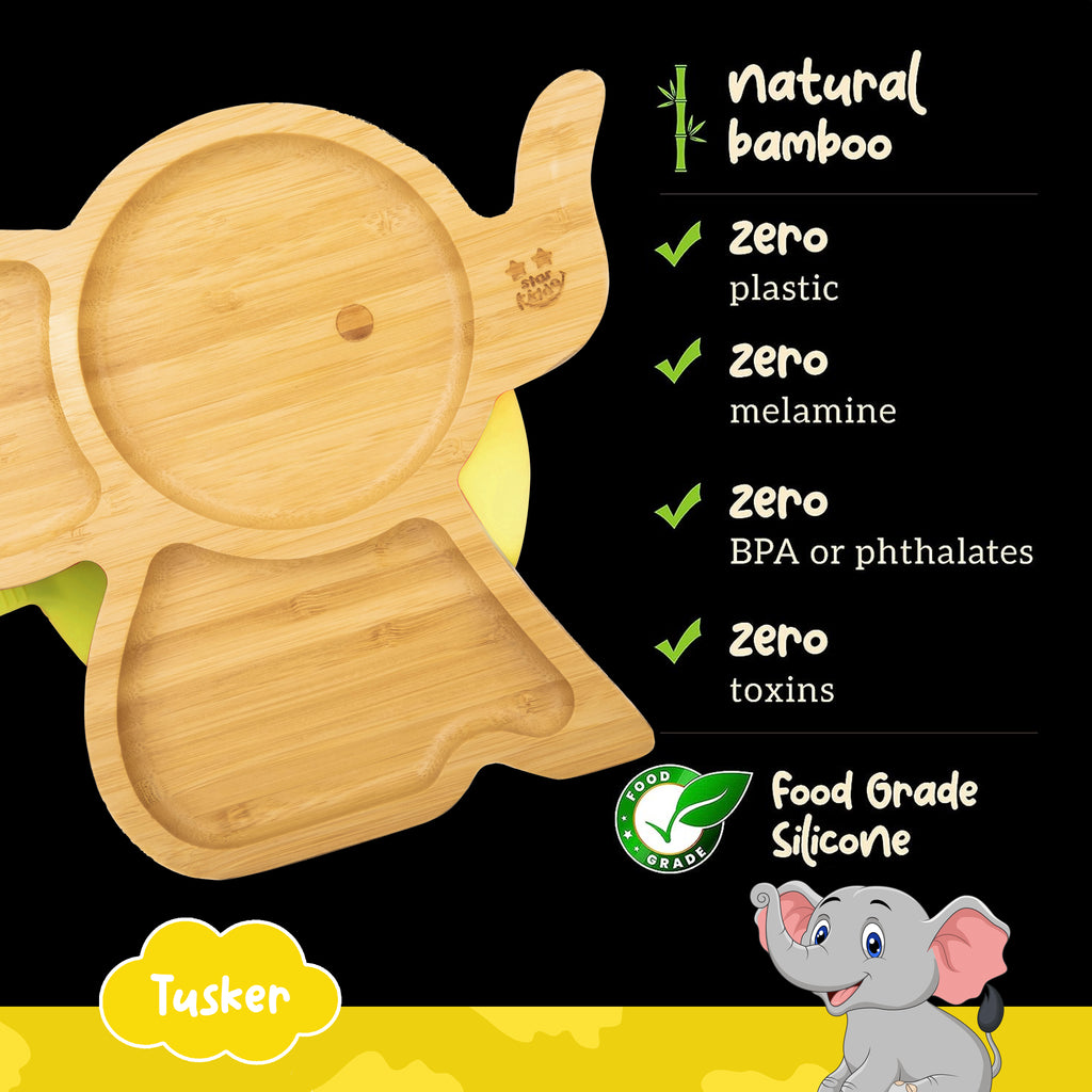 Little Elephant Bamboo Suction Plate