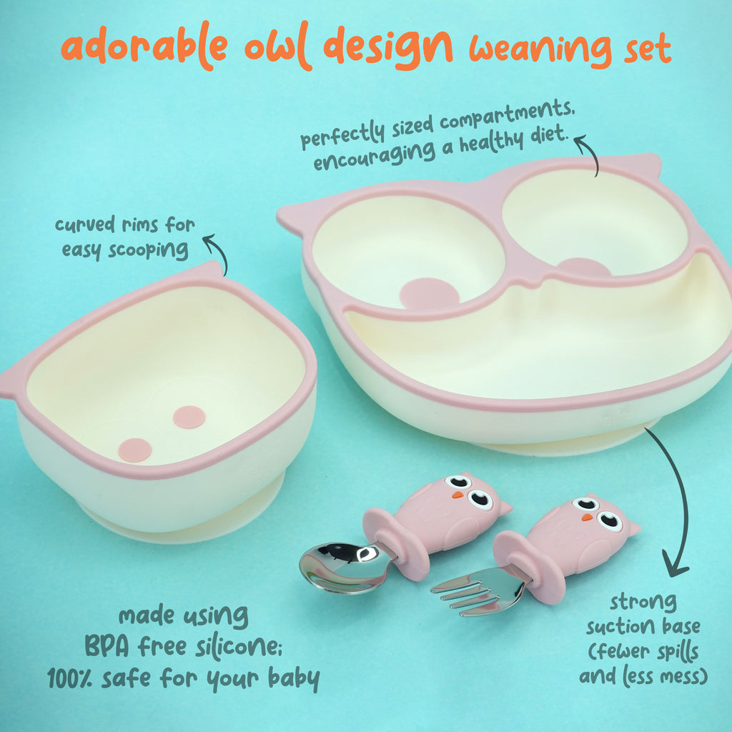 Silicone Suction Plate, Bowl, and Spoons Set