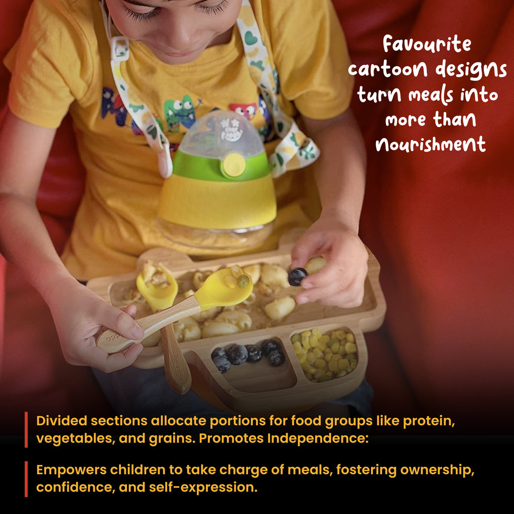 Mealtime Sets - Bamboo Plate, Silicone Spoon and Sippy Bottle
