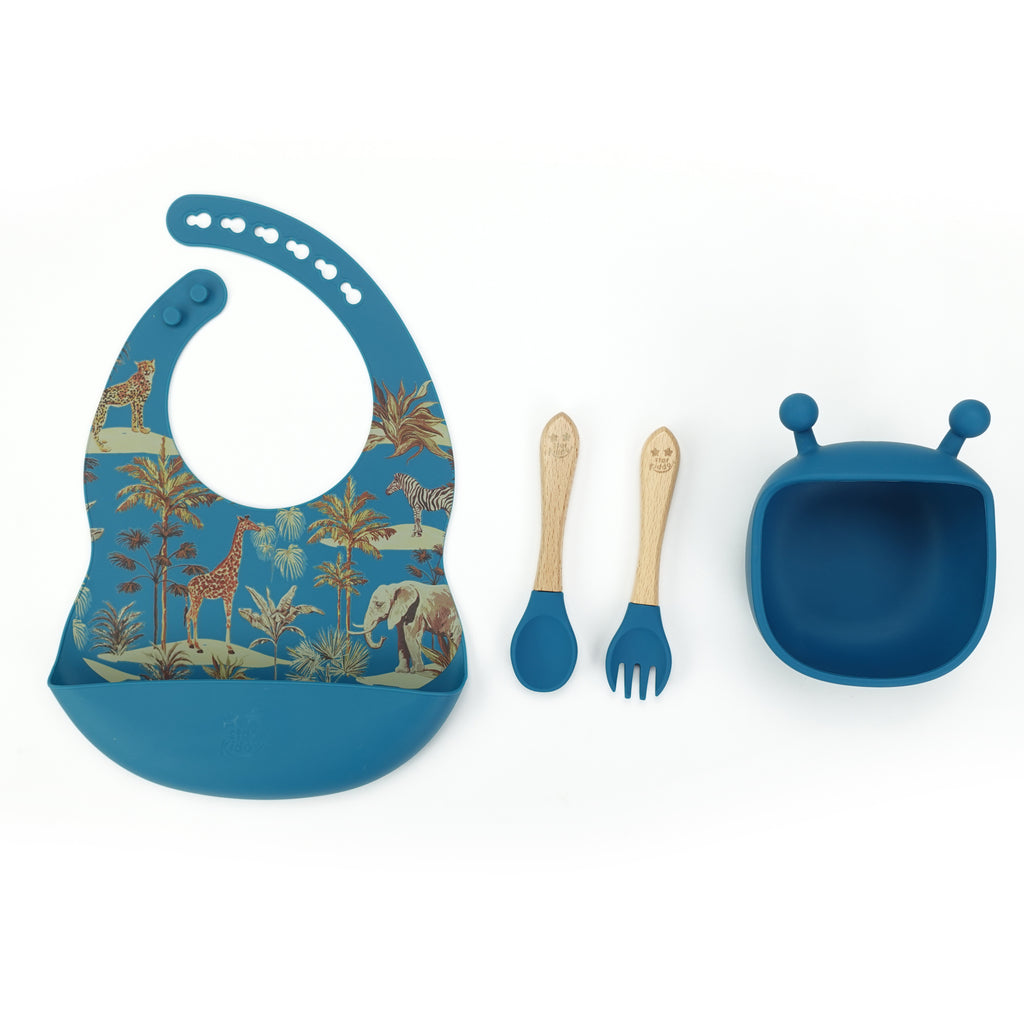 Silicone Bowl and Spoon Set with Soft Bib for Infants
