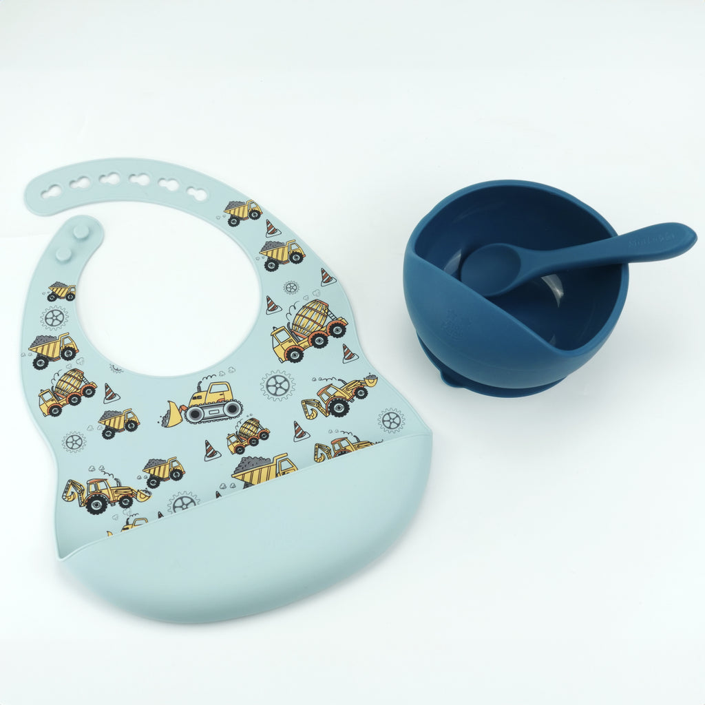 Silicone Suction Bowl Set with Pocket Bib for Infants