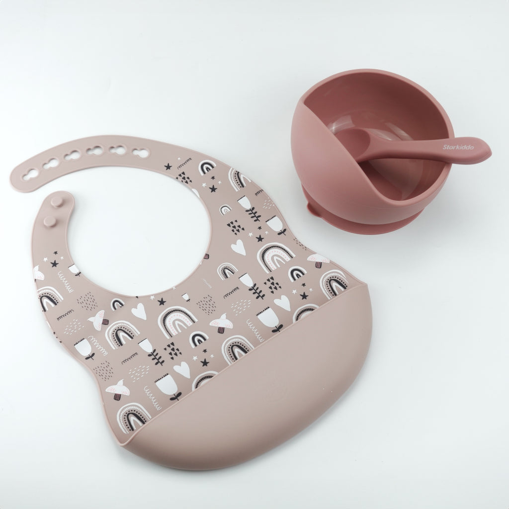 Baby Feeding Bowl, Spoons and Bibs Set