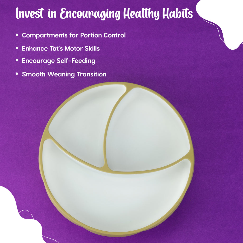 Silicone Suction Plates - 3 Compartments