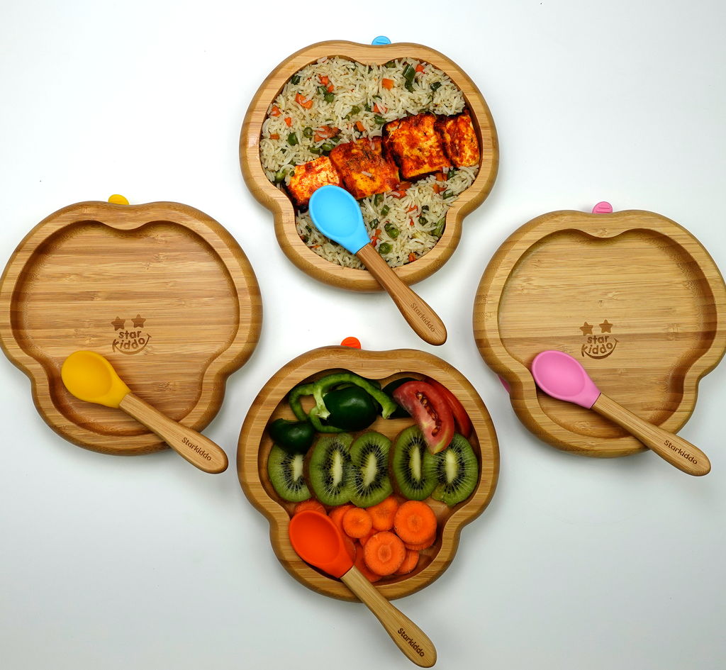 Cloud Shape Bamboo Plate & Spoon Set