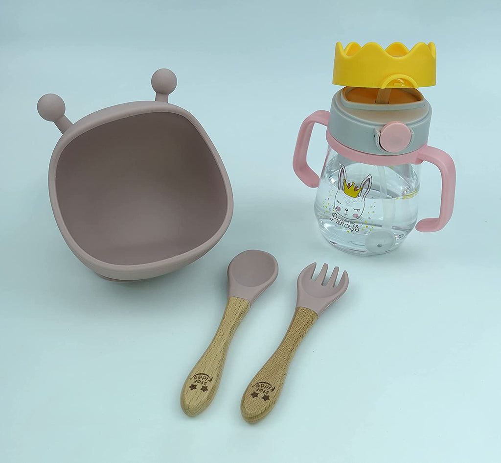Silicone Suction Bowls with Sipper Bottle Sets