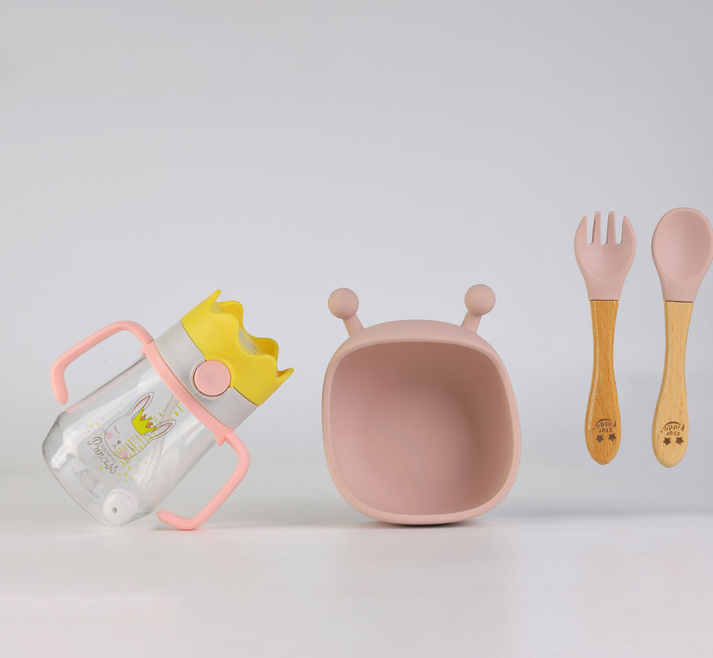 Silicone Suction Bowls, Spoon with Sipper Bottle Sets