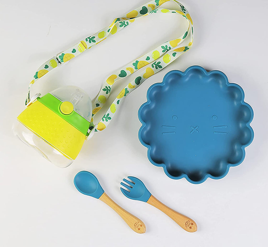 Simba Face Baby Silicone Suction Plates with Cute Sippy Cup Sets