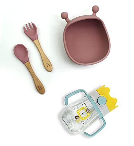 Silicone Feeding Bowl & Spoons with Sippy Cup for Newborn