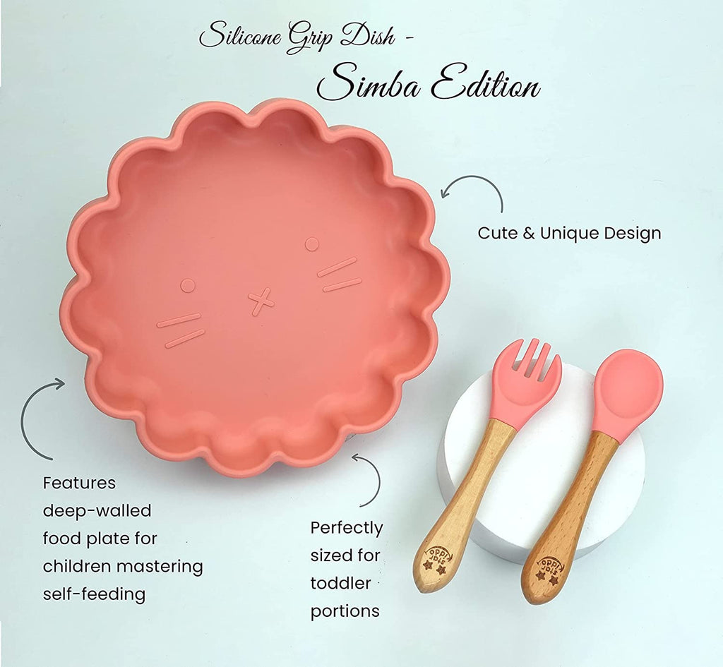 Simba Shape Silicone Suction Plates & Spoons