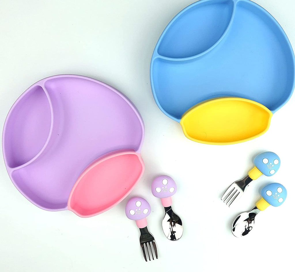 Silicone Self Feeding Divider Plates & Spoon Sets